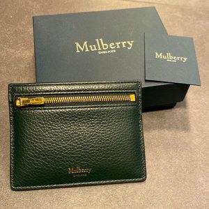 Authentic Mulberry dark green zipped card case